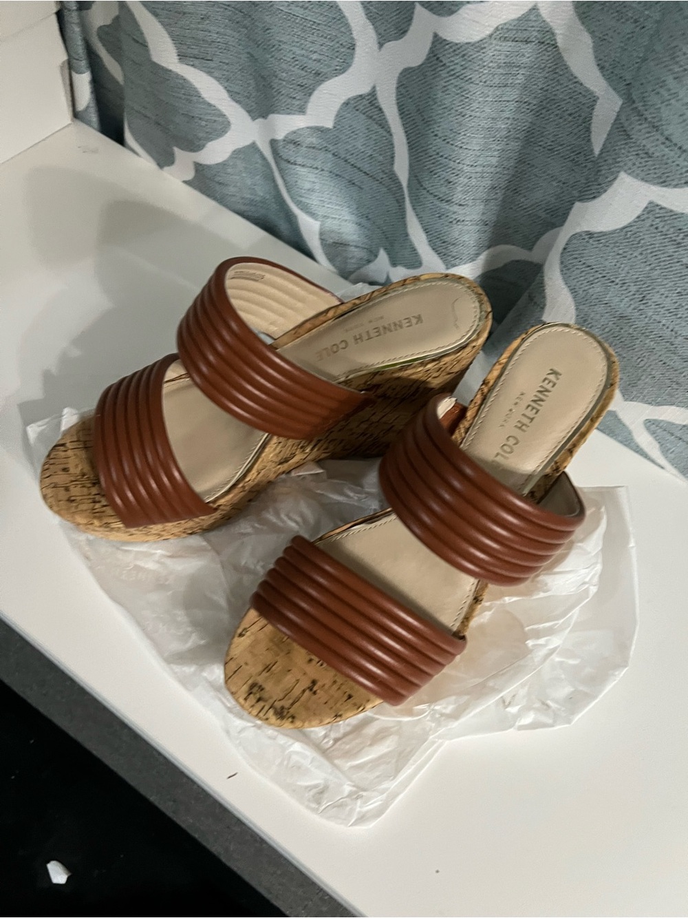 Kenneth Cole Brown Cork Slide wedges - Picture 3 of 4